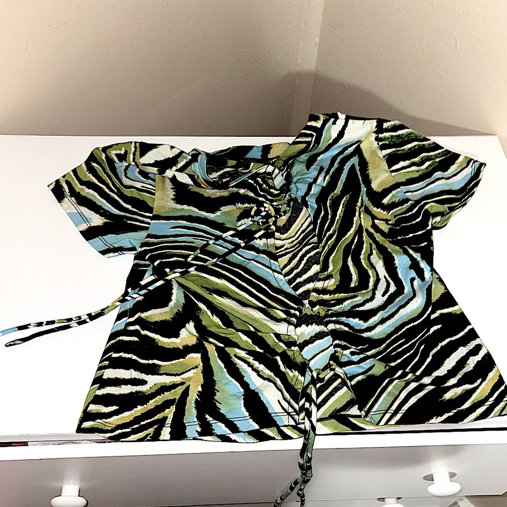 Zebra Swirl Printed Cropped Tee